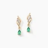 Boucles D'oreilles Pendantes Or Jaune  Patrocle Emeraude Et Diamants