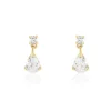 Boucles D'oreilles Pendantes Naellya Plaqué Or Oxyde De Zirconium