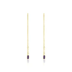 Boucles D'oreilles Pendantes Iris Or Jaune Améthyste Topaze