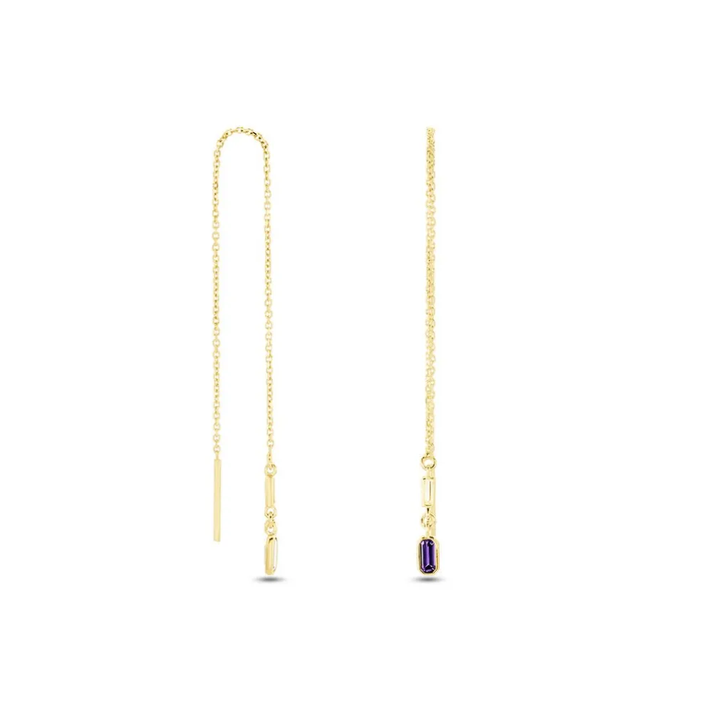 Boucles D'oreilles Pendantes Iris Or Jaune Améthyste Topaze