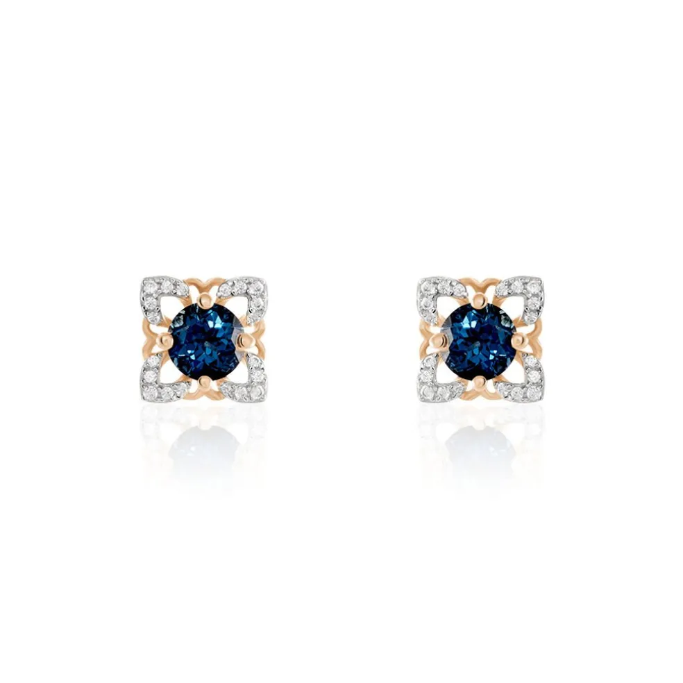 Boucles D'oreilles Pendantes Haia Or Rose Topaze Et Oxyde De Zirconium