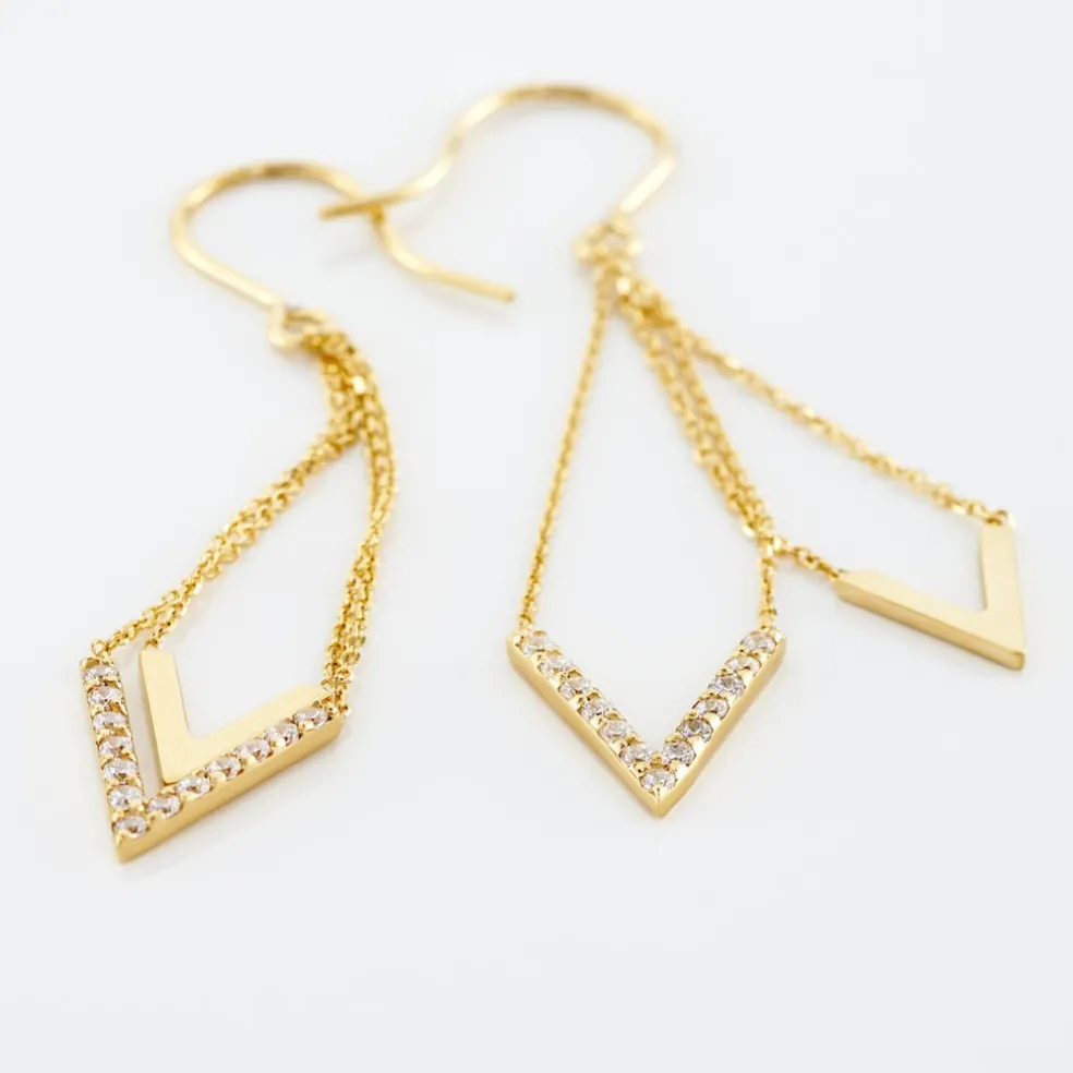 Boucles D'oreilles Pendantes Daina Or Jaune Oxyde De Zirconium