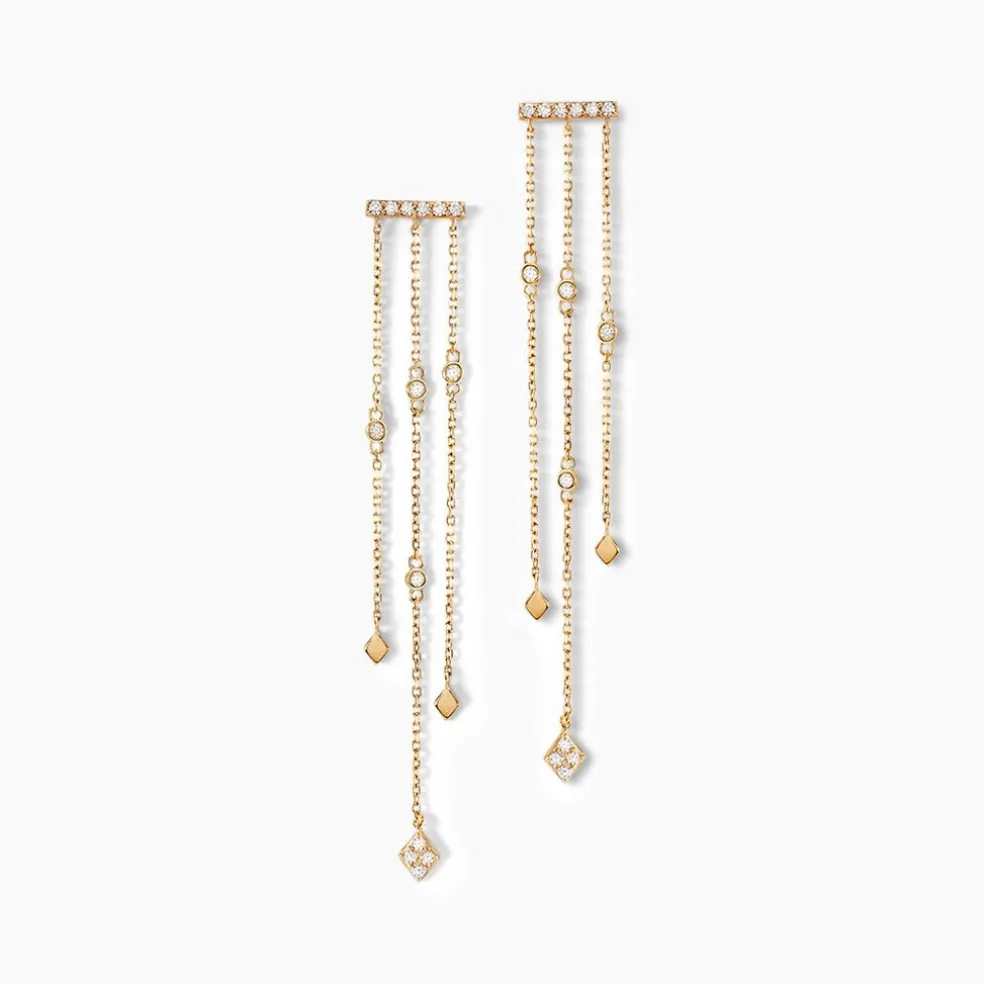 Boucles D'oreilles Pendantes Eclat D'etoile Or Jaune Oxyde