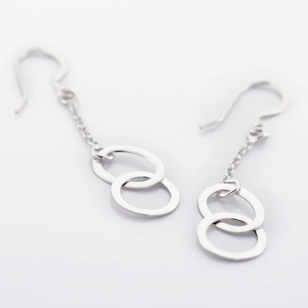 Boucles D'oreilles Pendantes Toi Et Moi Argent Blanc