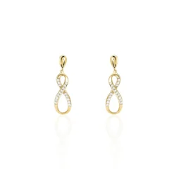 Boucles D'oreilles Pendantes Dunya Plaqué Or Jaune Oxyde De Zirconium