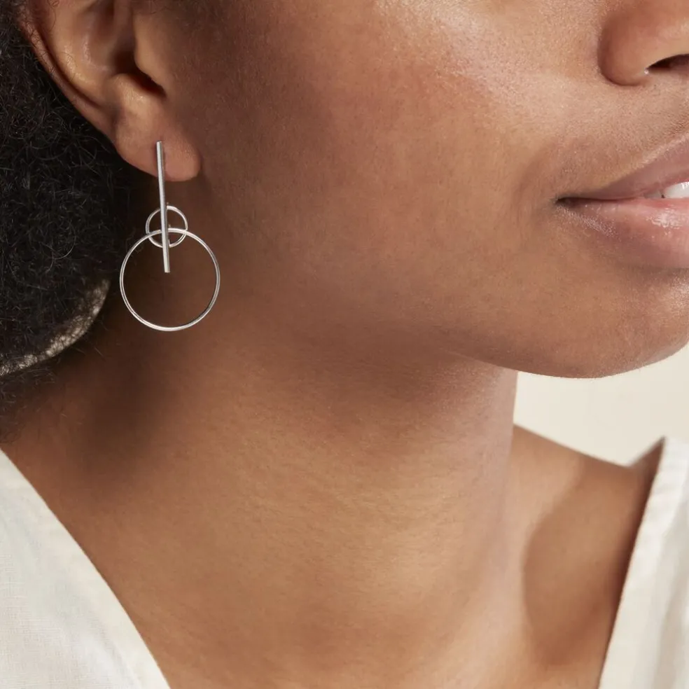 Boucles D'oreilles Pendantes Enissa Argent Blanc