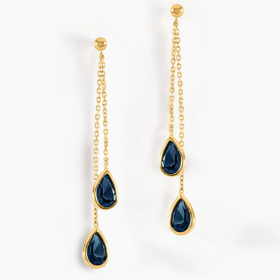 Boucles D'oreilles Pendantes Or Jaune Carlyn Topaze