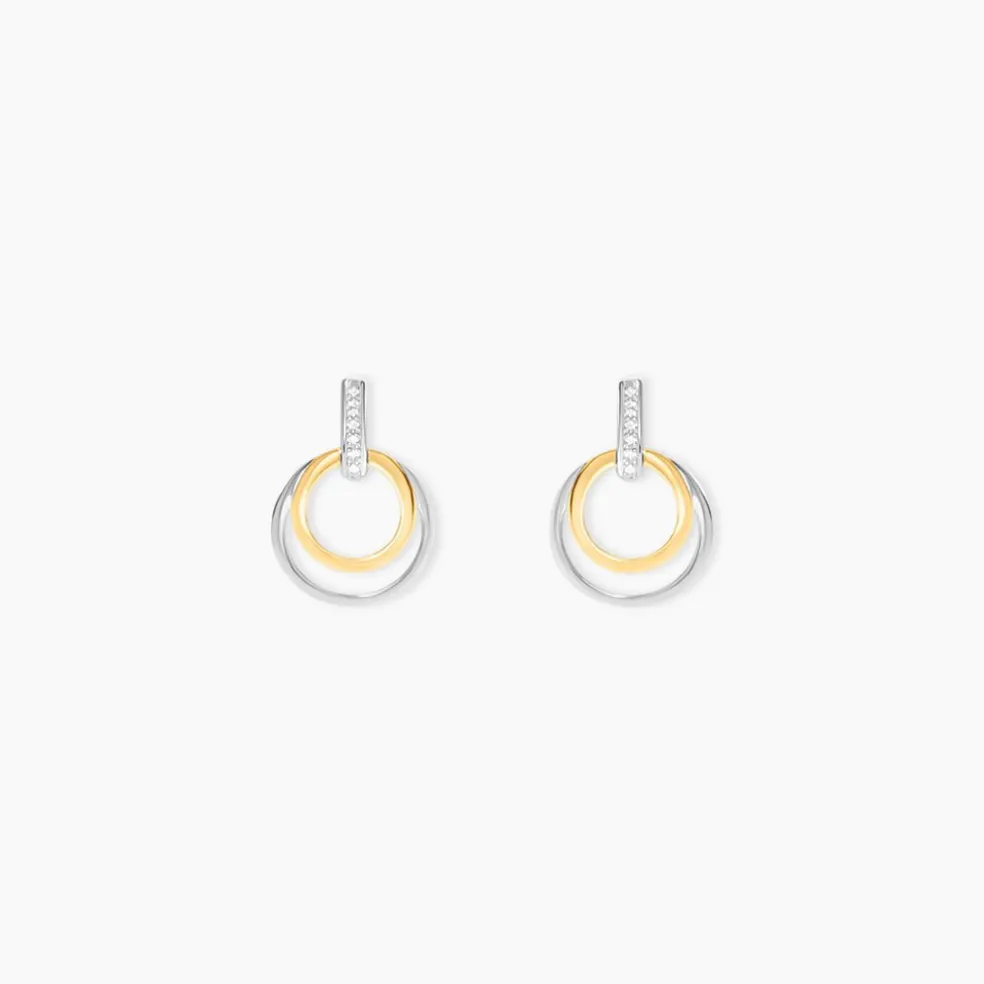 Boucles D'oreilles Pendantes Or Bicolore Eloisia Diamants