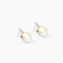 Boucles D'oreilles Pendantes Or Bicolore Eloisia Diamants