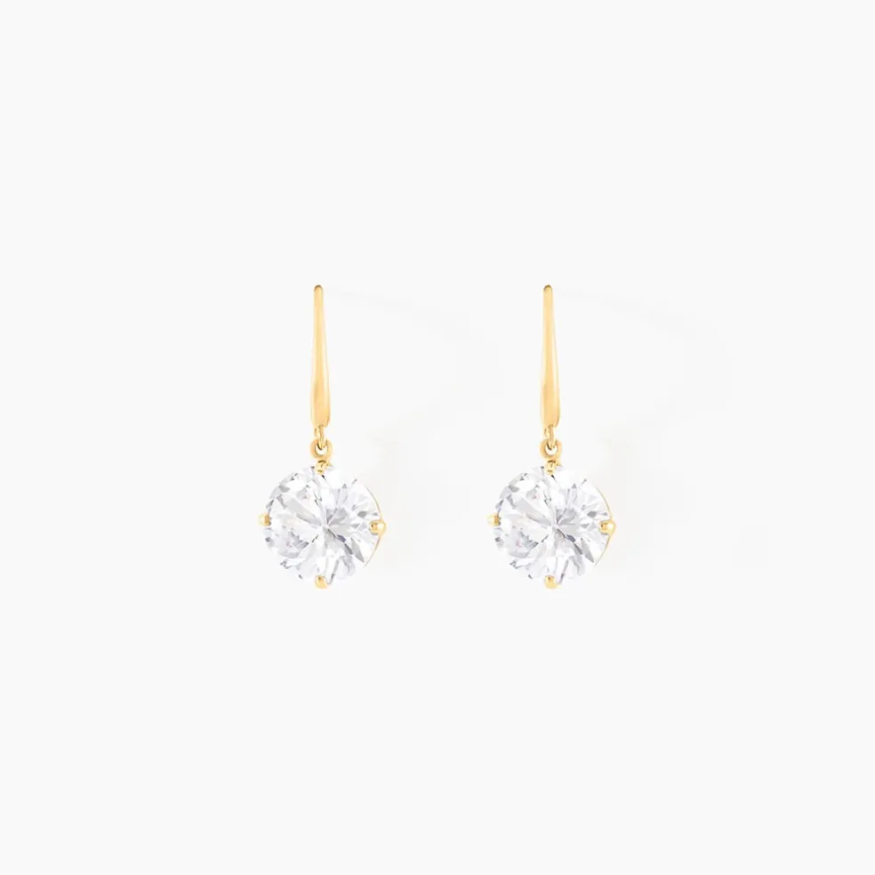 Boucles D'oreilles Pendantes Oxyde Rond Or Jaune Oxyde De Zirconium