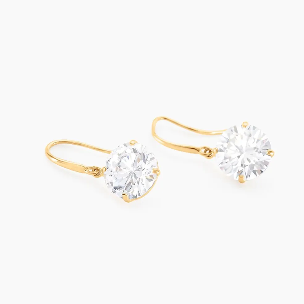 Boucles D'oreilles Pendantes Oxyde Rond Or Jaune Oxyde De Zirconium