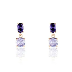 Boucles D'oreilles Pendantes Argent Rose Brenna Oxydes De Zirconium