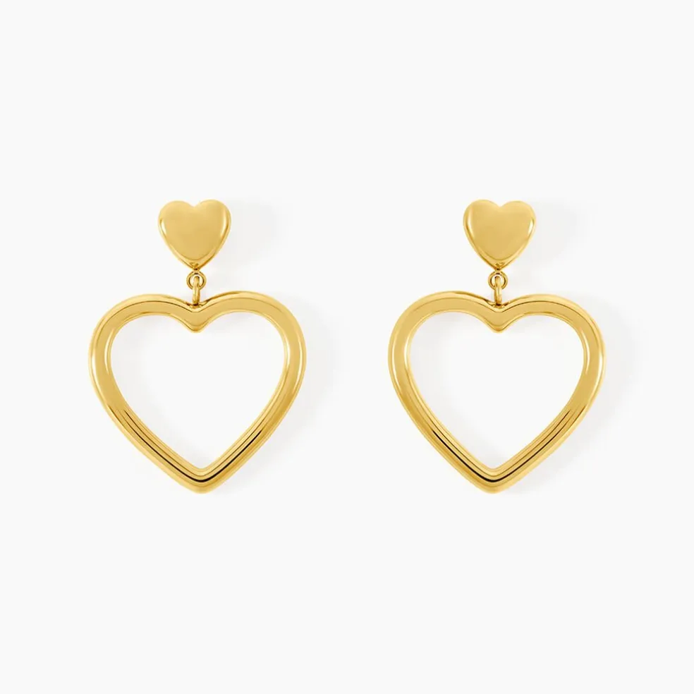 Boucles D'oreilles Pendantes Tassy Acier Jaune