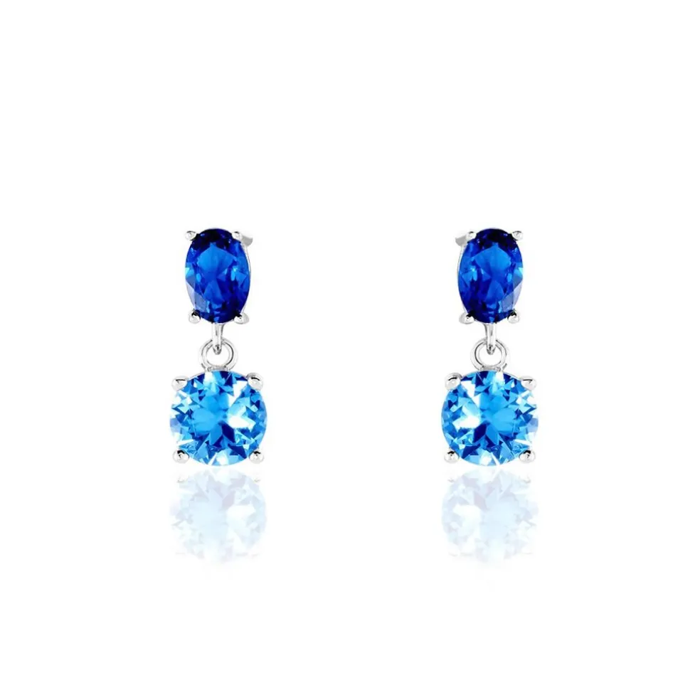 Boucles D'oreilles Pendantes Argent Blanc Brenna Oxydes De Zirconium