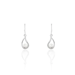 Boucles D'oreilles Pendantes Akiko Argent Perle De Culture Et Oxyde
