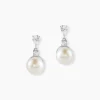Boucles D'oreilles Pendantes Melya Argent  Perle De Culture Et Oxyde