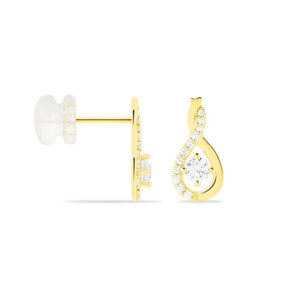 Boucles D'oreilles Pendantes Evana Or Jaune Oxyde De Zirconium