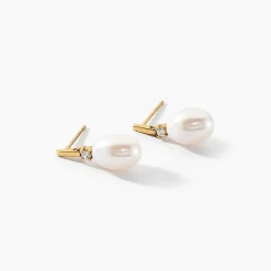 Boucles D'oreilles Pendantes Linzi Or Jaune Perle De Culture