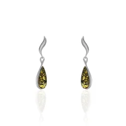 Boucles D'oreilles Pendantes Argent Blanc Odilon Ambre