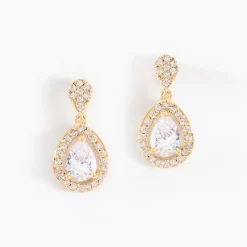 Boucles D'oreilles Pendantes Brigita Plaqué Or Jaune Oxyde