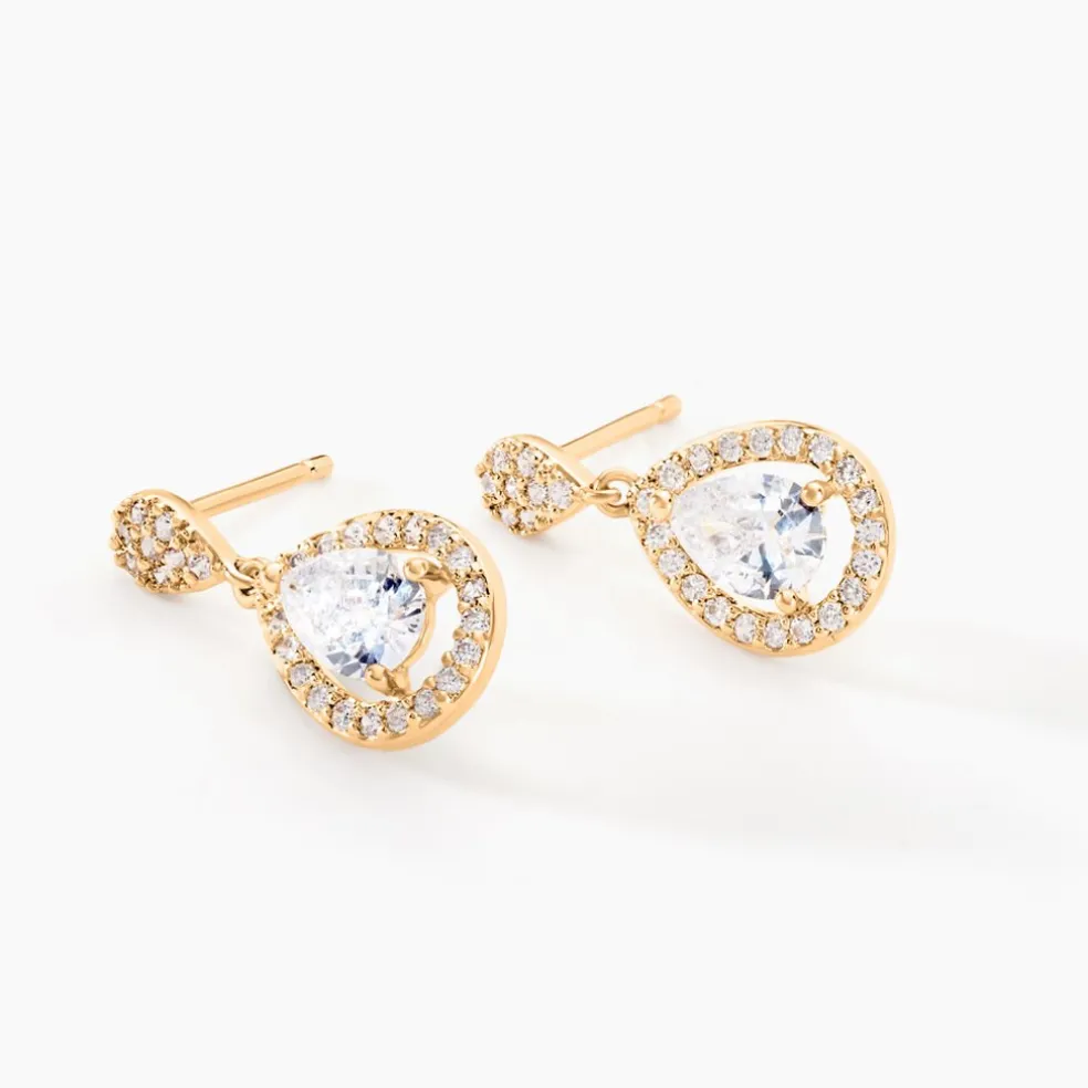 Boucles D'oreilles Pendantes Brigita Plaqué Or Jaune Oxyde