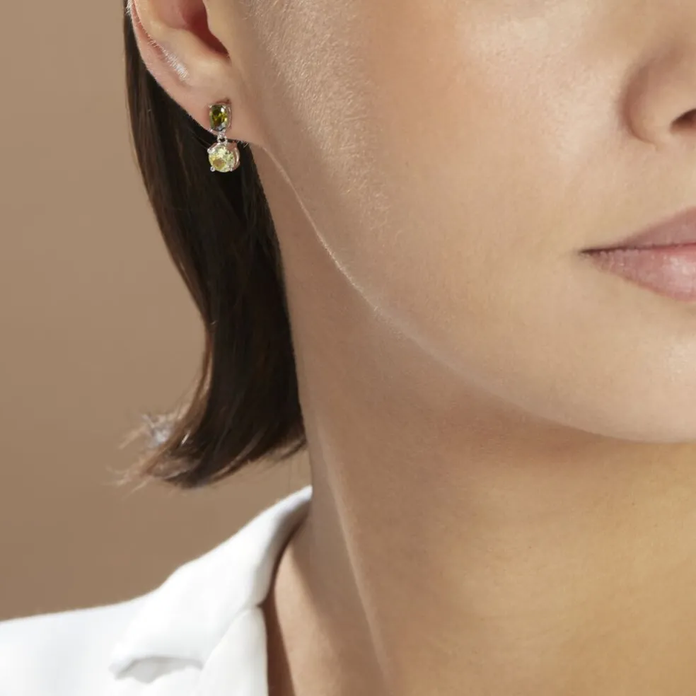 Boucles D'oreilles Pendantes Argent Blanc Brenna Oxydes De Zirconium