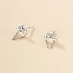 Boucles D'oreilles Pendantes Stilla Argent Blanc