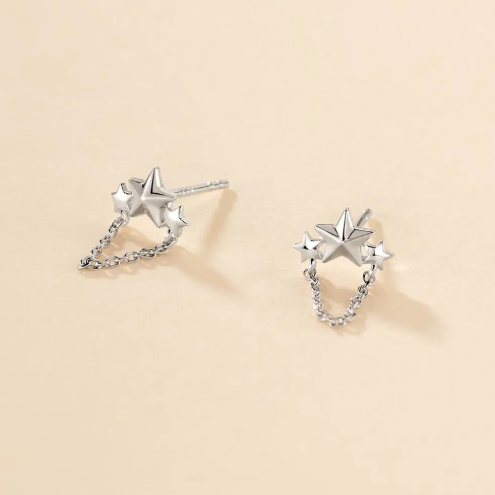 Boucles D'oreilles Pendantes Stilla Argent Blanc