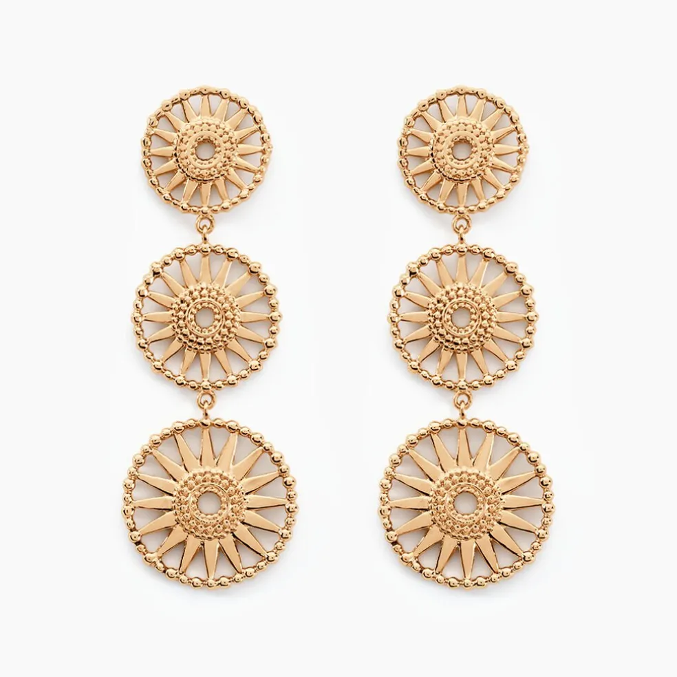 Boucles D'oreilles Pendantes Rosae Plaque Or Jaune