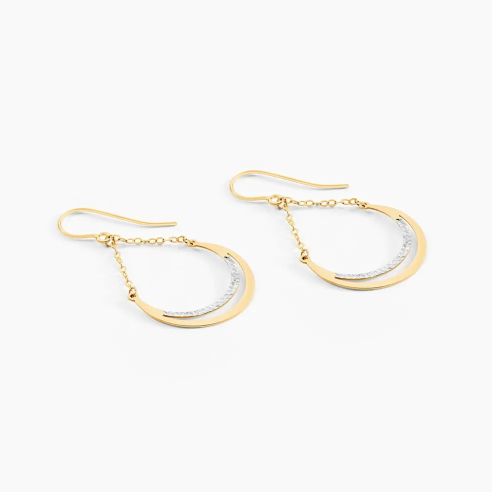 Boucles D'oreilles Pendantes Nuada Or Bicolore