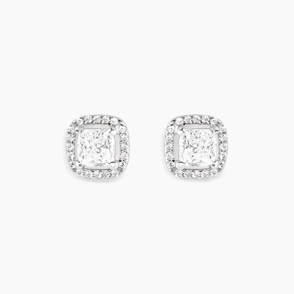 Boucles D'oreilles Puces Adrienne Or Blanc Oxyde De Zirconium