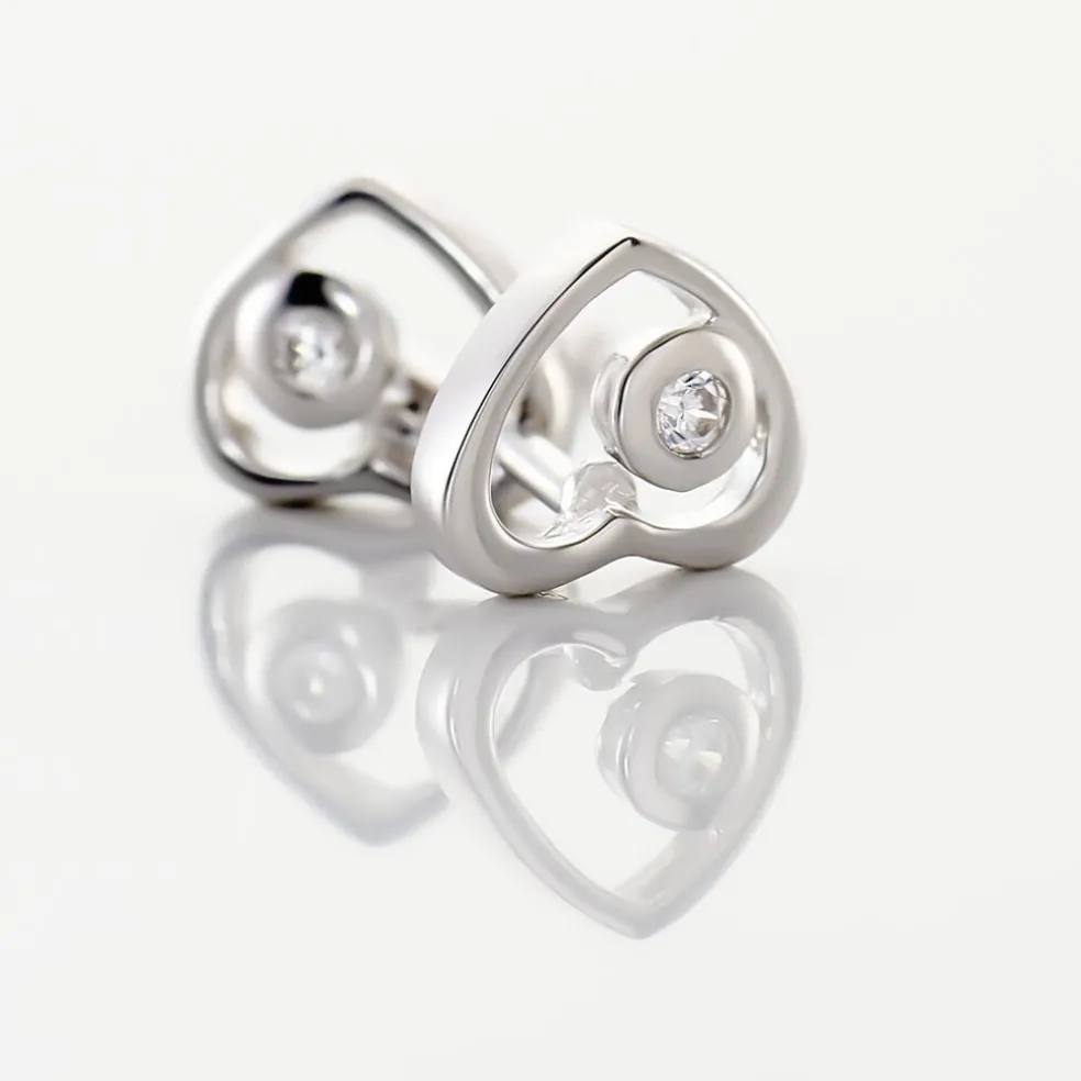 Boucles D'oreilles Puces Ashley Argent Blanc Oxyde De Zirconium
