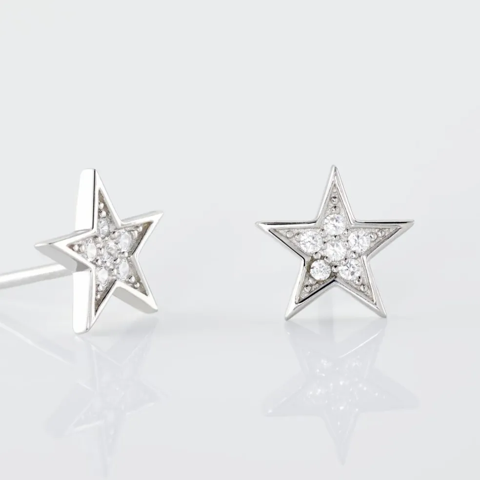 Boucles D'oreilles Puces Argent Blanc Katou Oxydes De Zirconium