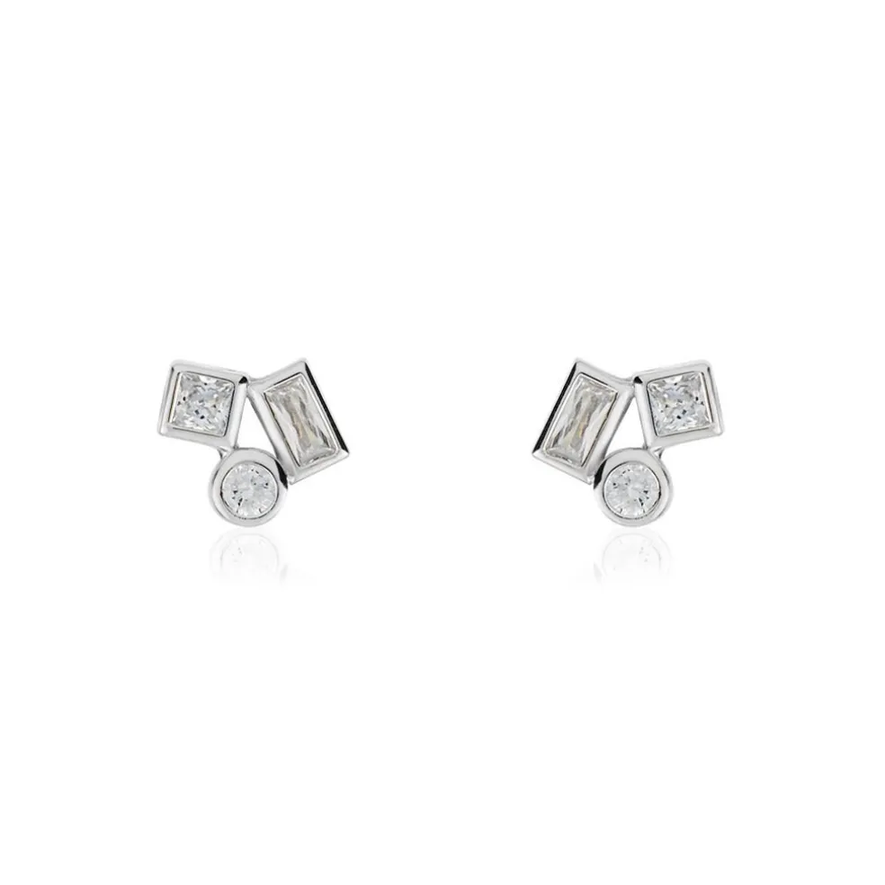Boucles D'oreilles Puces Argent Duredle Oxydes De Zirconium