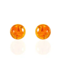 Boucles D'oreilles Puces Argent Blanc Brunhilld Ambre