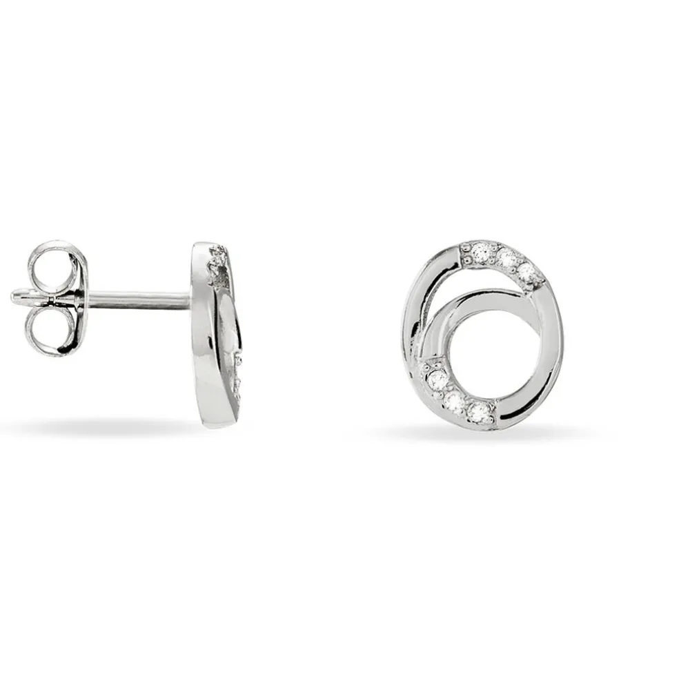 Boucles D'oreilles Puces Annea Argent Blanc Oxyde De Zirconium