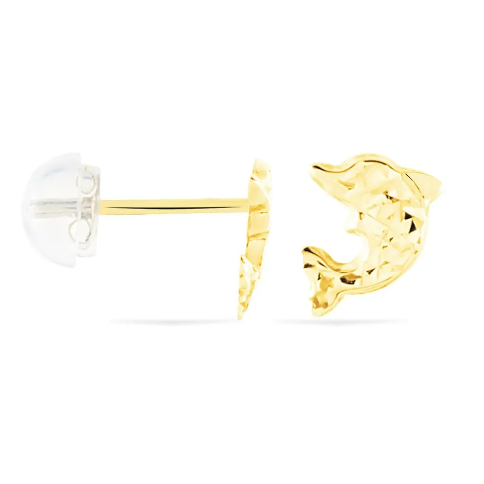 Boucles D'oreilles Puces Arisaema Dauphin Or Jaune