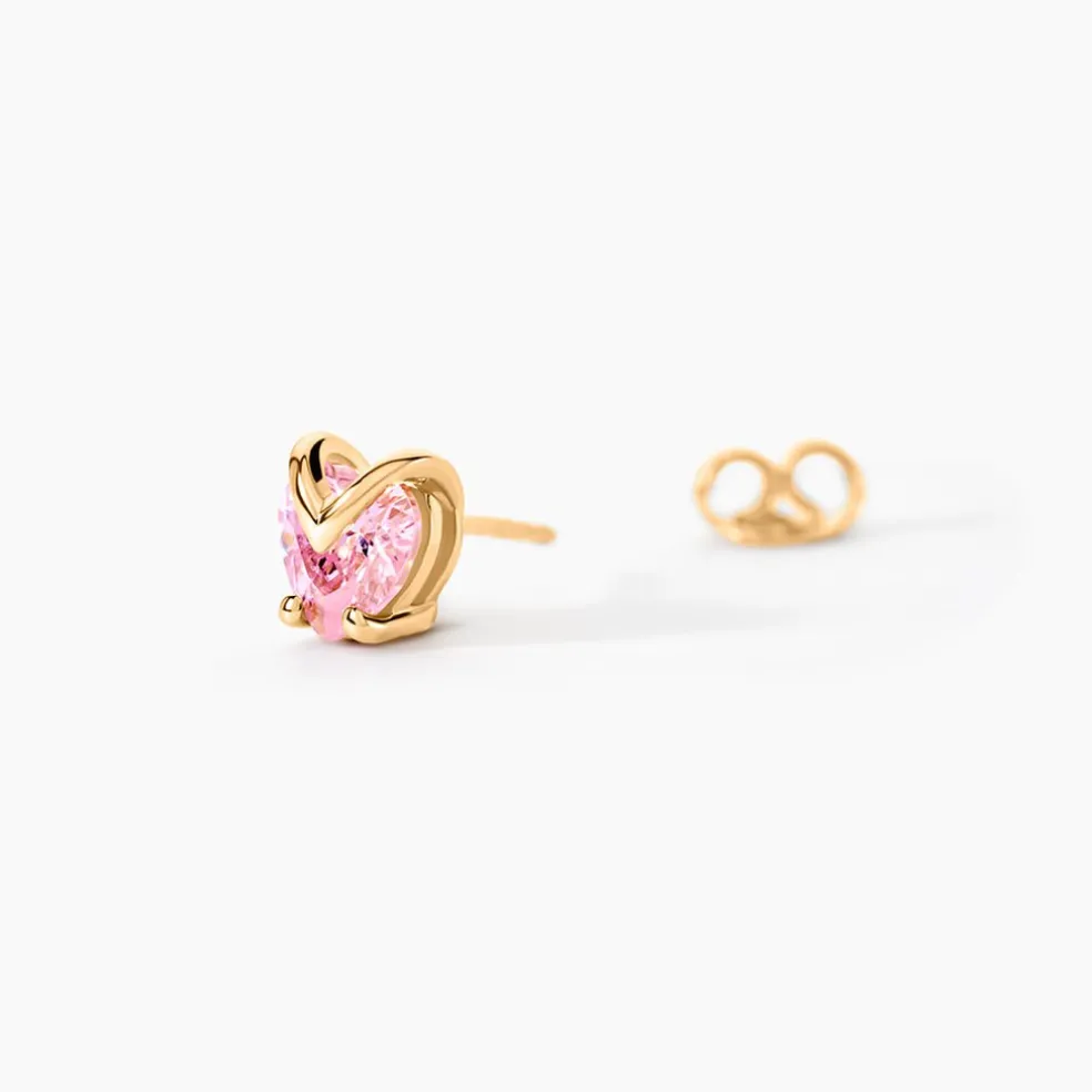 Boucles D'oreilles Puces Abelinia Plaqué Or Jaune Oxyde De Zirconium