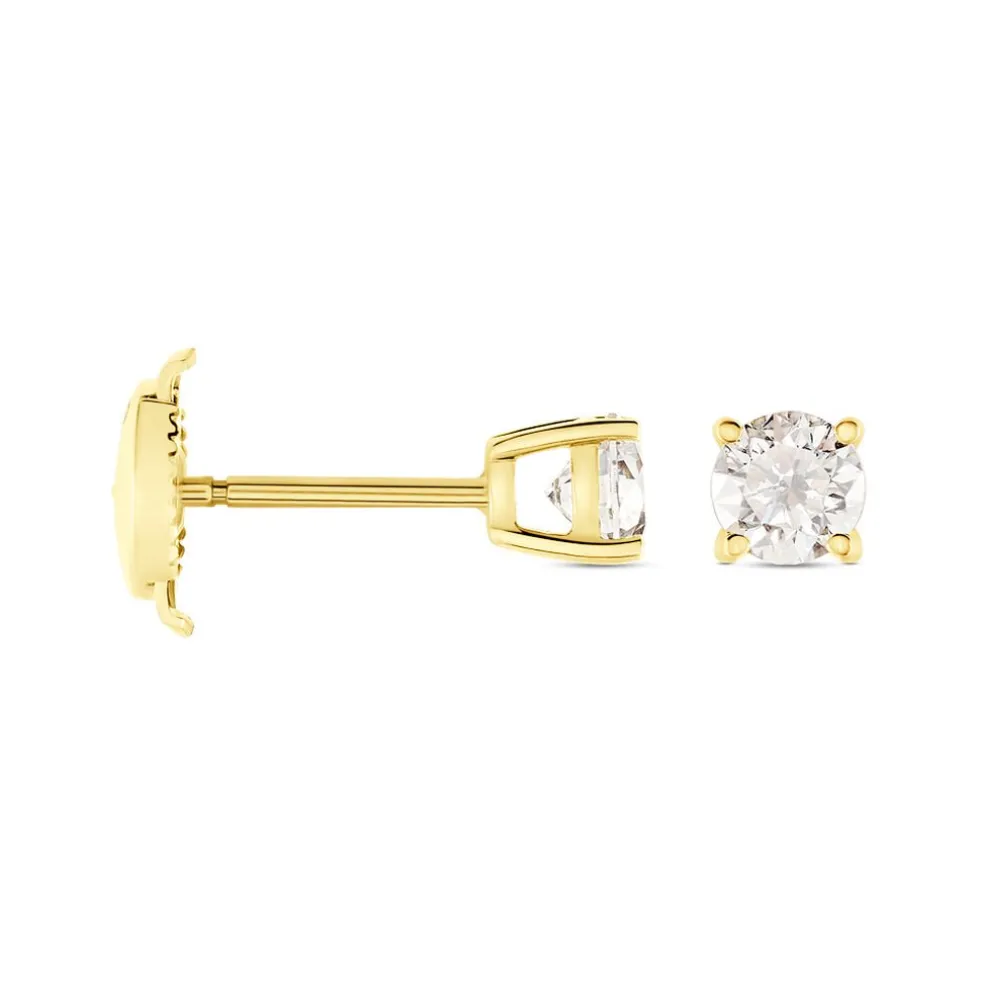 Boucles D'oreilles Puces Aphrodite Or Jaune Diamant