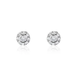 Boucles D'oreilles Puces Argent Blanc Gwenegan Oxydes De Zirconium