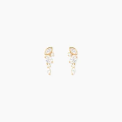 Boucles D'Oreilles Puces Aurena Plaqué Or Jaune Oxyde De Zirconium