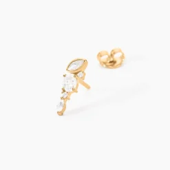 Boucles D'Oreilles Puces Aurena Plaqué Or Jaune Oxyde De Zirconium