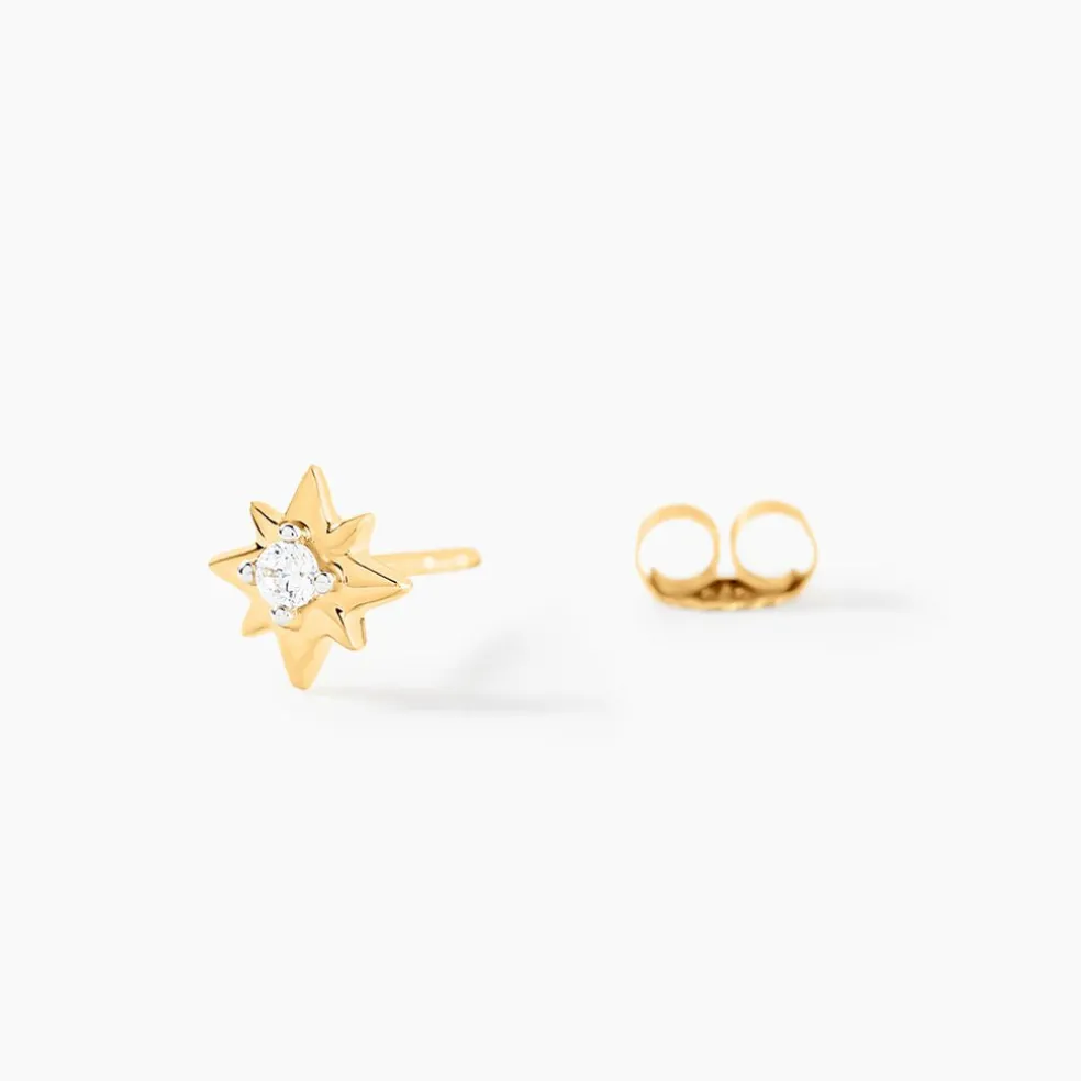 Boucles D'oreilles Puces Astralia Or Jaune Oxyde De Zirconium