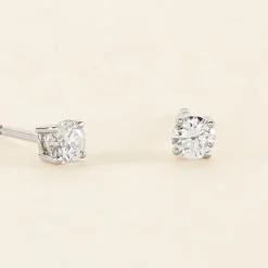Boucles D'oreilles Puces Aphrodite Platine Blanc Diamant