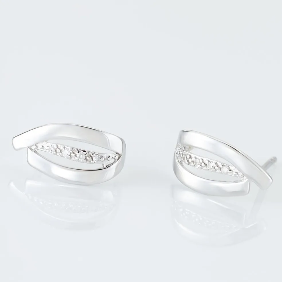 Boucles D'oreilles Puces Aelis Or Blanc Diamant