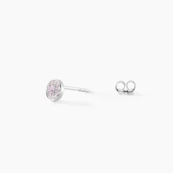Boucles D'oreilles Puces Auxana Argent Blanc Oxyde De Zirconium
