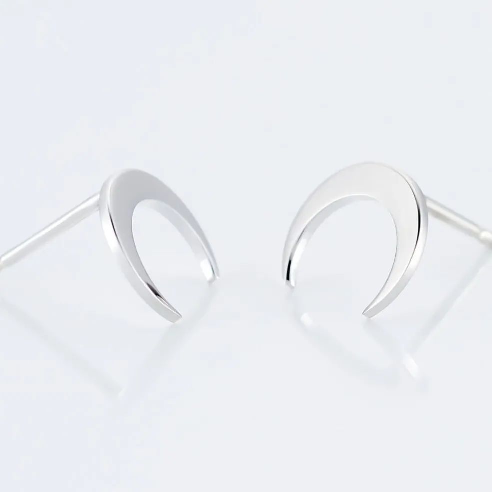 Boucles D'oreilles Puces Astre Argent Blanc