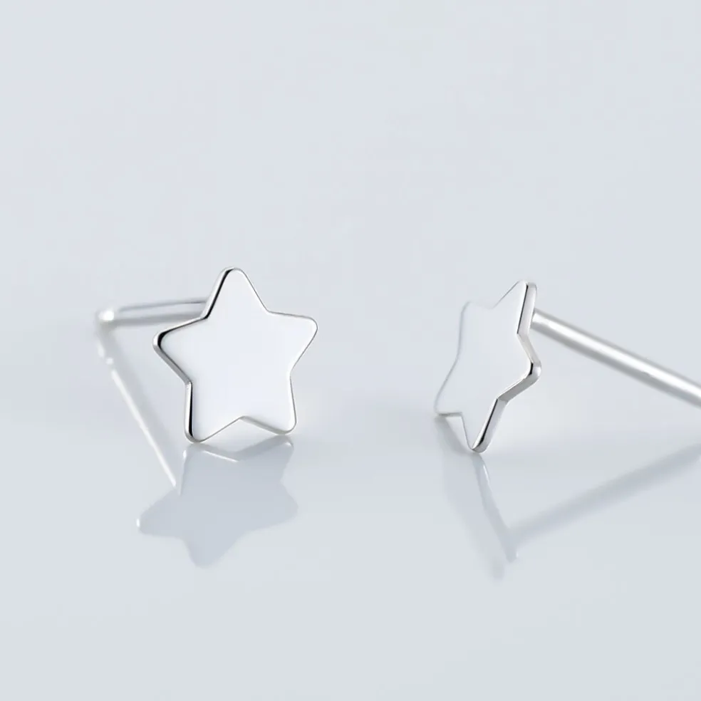 Boucles D'oreilles Puces Astre Argent Blanc