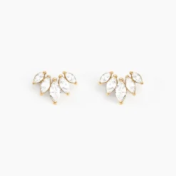 Boucles D'oreilles Puces Amazonia Plaqué Or Jaune Oxyde De Zirconium