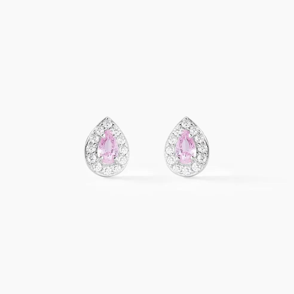 Boucles D'oreilles Puces Argent Blanc Tania Oxydes De Zirconium